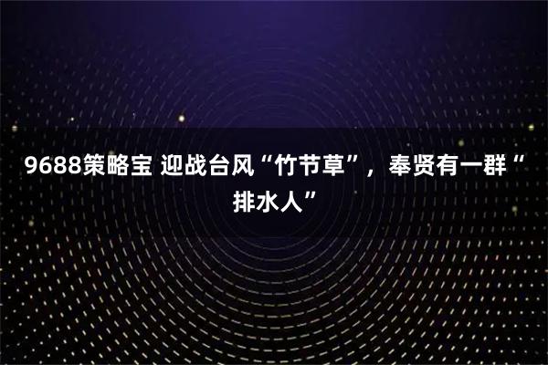 9688策略宝 迎战台风“竹节草”，奉贤有一群“排水人”