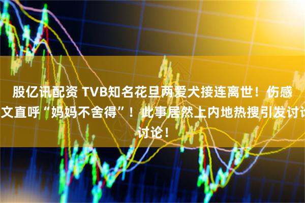 股亿讯配资 TVB知名花旦两爱犬接连离世！伤感发文直呼“妈妈不舍得”！此事居然上内地热搜引发讨论！